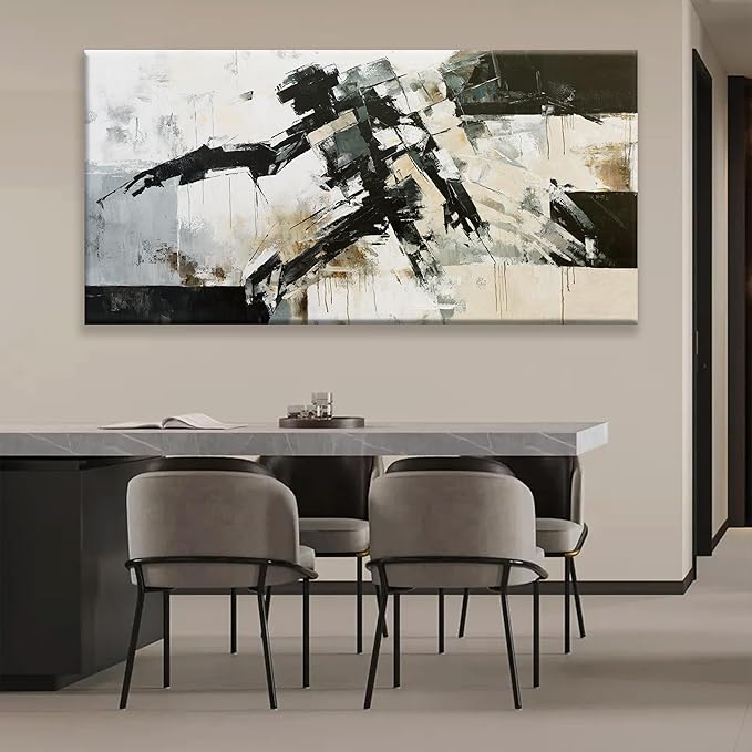 TAIJXAGSG Large Wall Art For Living Room Cool Robot Modern Minimalist Abstract Wall Art Canvas Painting Prints Black White Canvas Art Wall Decor Picture For Bedroom Office Home Wall Decor 29"X58"