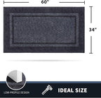 PURRUGS Dirt Trapping Door Mat 34" x 60", Non-Slip/Skid Machine Washable Entryway Rug, Shoes Scraper, Area Rug, Super Absorbent Welcome Mat for Muddy Wet Shoes and Paws, Bluish Grey & Charcoal
