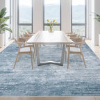 Area Rugs 9x12 Living Room: Washable Rug Modern Abstract Large Rugs Soft Non Slip Neutral Rug Stain Resistant Indoor Carpet for Bedroom Kitchen Dining Room Table Nursery Home Office Rugs(Blue,9'x12')