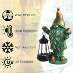 Gnomes Garden Statue Outdoor Décor with Solar Lights Lantern,Gnome Solar Light Figurines Outside Decorations for Yard，Lawn Patio, Balcony, Unique Housewarming Gifts