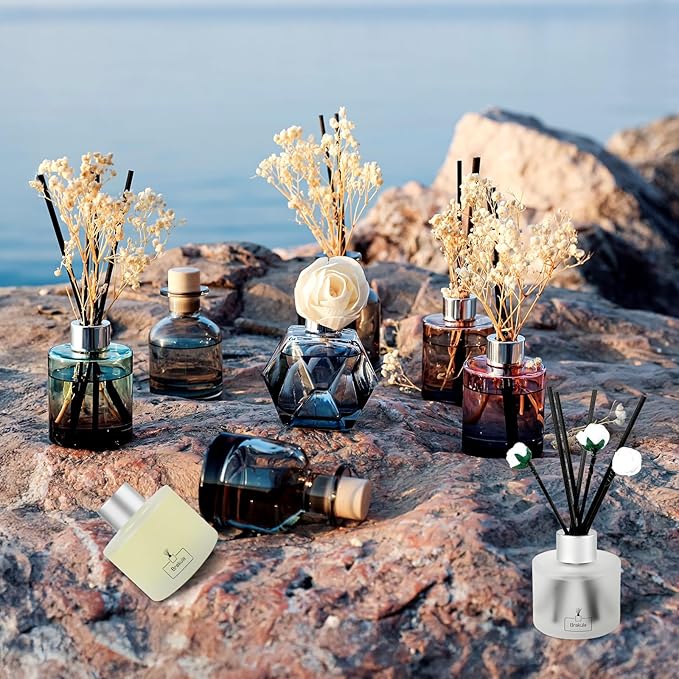Brakula Reed Diffuser Set, Moroccan Amber Scented， Reed diffusers for Home， Home Fragrance Diffuser with 7 Reed Sticks for Room/Bathroom Decor 3.38 fl oz (Moroccan Amber)