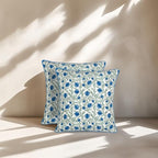 Ridhi Queen Blue Block Print Preppy Grandmillennial Pillow Cover Set of 2-18" x 18" Throw Pillow for Home White Floral Pillow Cover Grandmillennial Home Decor Thanksgiving