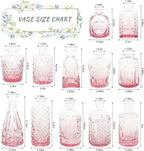 12Pcs Glass Bud Vase Set, Small Flower Vase for Centerpieces, Pink Bud Vases in Bulk, Mini Vintage Vase for Rustic Wedding Decorations