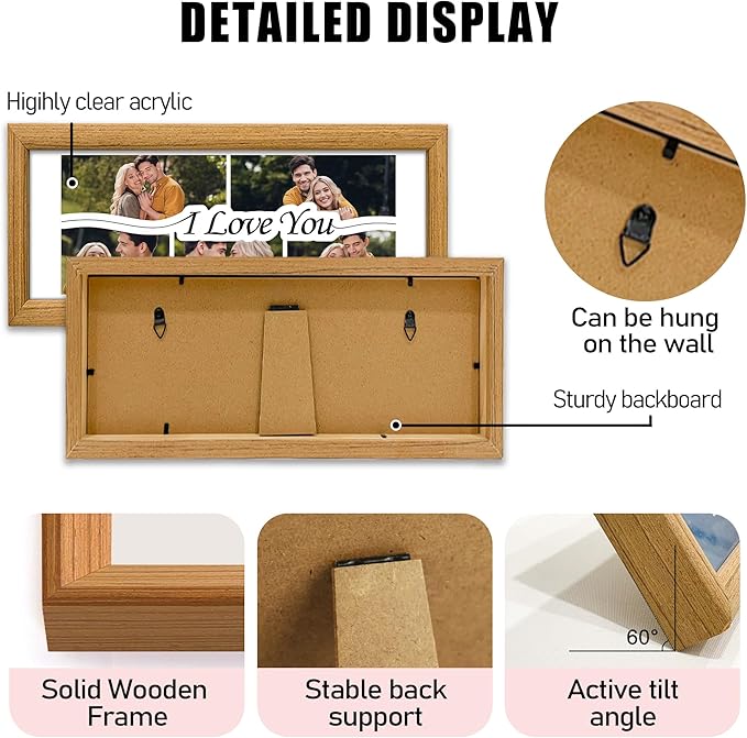 Gifts for Him/Her - Personalized Photo Frame with Love Design, Wall Mount or Tabletop Display, Romantic Gifts for Boyfriend Girlfriend Anniversary Birthday Valentine's