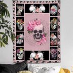 yowecso Sugar Skull Tapestry Horror Skeleton Tapestry Wall Hanging for Bedroom Rose Skull Tapestries Aesthetic Wall Decor for Home Dorm Living Room 40"x60"
