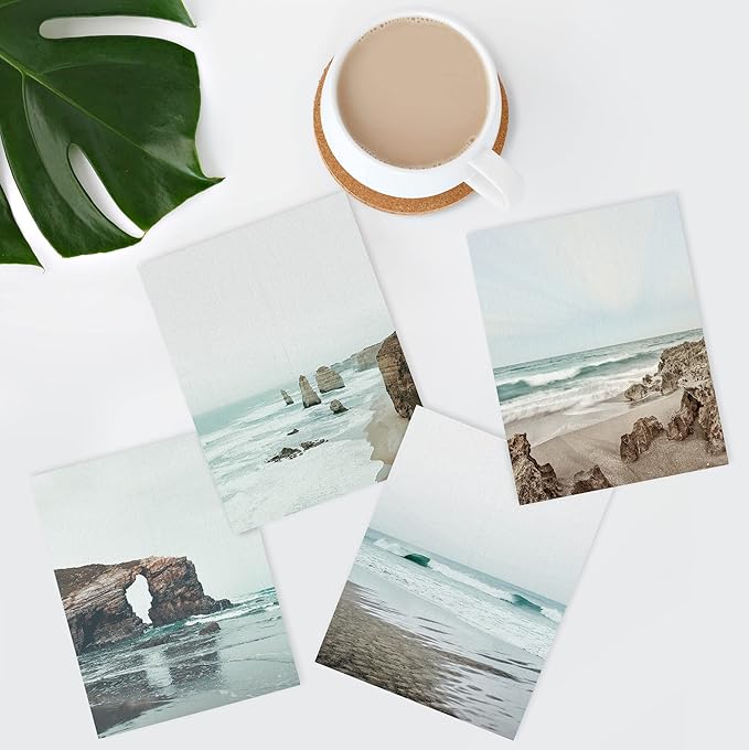 SIGNWIN Poster Bathroom Decor 8"x10"x 4, Wall Art Room Decor Multicolor for Living Room, Bedroom, Office Rocky Storm Cloud Sky Beach Ocean Landscape Nature Wilderness Landscape Colorful Rustic