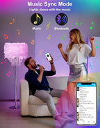 Star Vision Feather Lamp with Smart Light Bulb, Bluetooth Speaker & APP Control, Dimmable RGB LED Light, Acrylic Crystal Droplets, 15.7inches, White