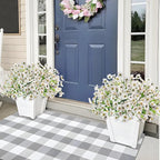 Krissing 48 Bundles Outdoor Artificial Flowers UV Resistant Fake Silk Flowers Faux Plastic Plants Outside Garden Porch Window Box Summer Decoration (White)