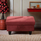 Ottoman Rectangular Storage Ottoman Bench, Flannel Footrest Stool Footstool with Lid for Living Room, Bedroom, Entryway, Red, 28.5"x19"x17.5"