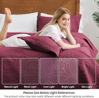 Love's cabin Twin Quilt Set Burgundy Bedspreads Bedding Set - Soft Bed Lightweight Bedspread Comforter - Modern Style Coin Pattern Coverlet for All Season - 2 Pieces (1 Quilt, 1 Pillow Sham)