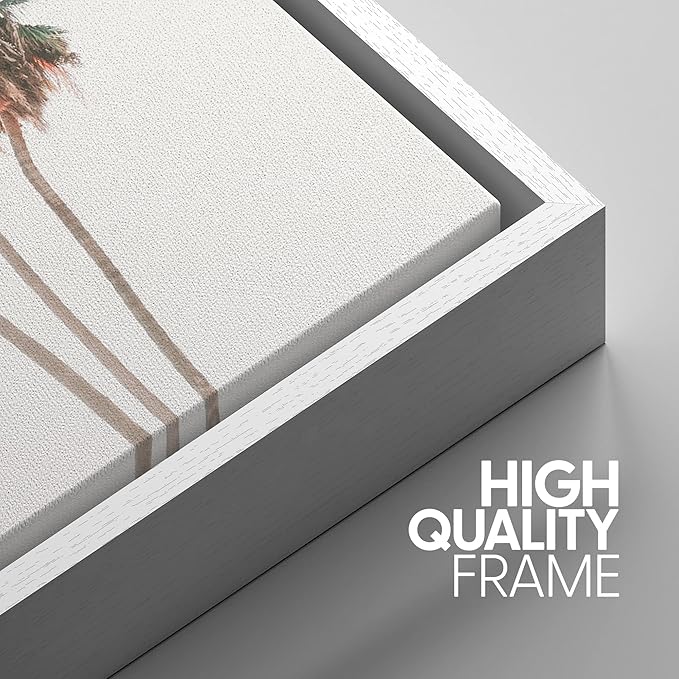 SIGNWIN Framed Canvas Print Wall Art Set Retro Vintage Pastel Tropical Island Beach Nature Wilderness Photography Modern Art Landscape Relax/Calm for Living Room, Bedroom, Office - 16"x24"x3 White