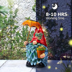Solar Outdoor Statues Gnome Garden Decor, Garden Gnome with Solar LED Umbrella Decorative for Patio, Balcony, Lawn, Yard Ornament - Unique Gardening Gifts for Mom Grandma