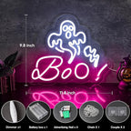 HRGXYUN Halloween Dimmable Ghost Neon Sign, Pink Boo Neon light for Wall Decor,Custom Neon Sign for Bar Club Ghost Room Decoration,5V USB Power 11.8 * 9.85in
