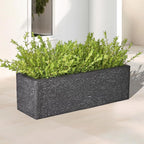 24 Inch Rectangular Concrete Planter,Durable All-Weather Use with Drainage Holes,Large Rectangular Planter for Outdoor Indoor Plants