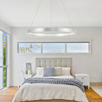 Modern Led Chandeliers, Non-Dimmable Contemporary LED Chandeliers 1 Ring, Hanging Led Modern Pendant Light Fixture for Living Room Kitchen Dining Room Office Brush Nickel-3000K/4000K/6000k