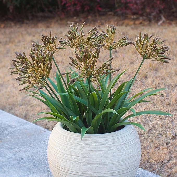 Faux Plants Outdoor 8 Bundles Artificial Flowers Stems 18.9 in Large Fake Greenery Realistic for Home Garden Planters Front Door Decor Outside