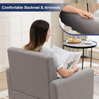 Accent Chair, Mid Century Modern Living Room Chairs Comfy Reading Chair with Upholstered Cushion Relax Armchair for Bedroom Apartment,Office,Light Grey