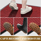 Yimobra Front Door Mat Outdoor Indoor Entrance, 100% Waterproof All-Season All Weather Doormat, Welcome Matt Outside Entry, Non Slip, Low Profile, Heavy Duty Patio Porch Floor Mats,47 x 32,Black Red