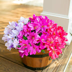 Artificial Flowers for Outdoors, 3 Bundles Fake Silk Azalea Bouquet Faux Flower Plants Outside Decor UV Resistant Realistic Colorful Fake Flowers for Planter Front Door Patio Garden Walkways Home, Mix