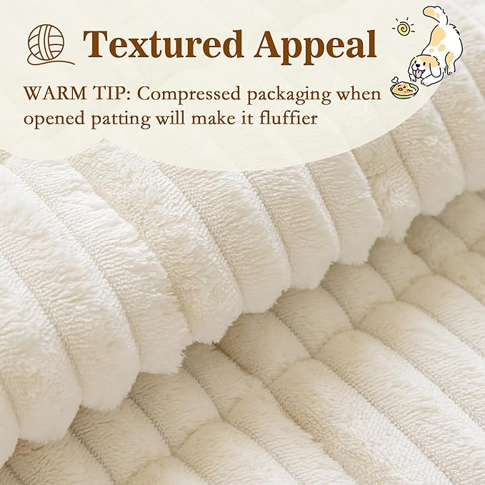 MYSKY HOME Couch Covers for 2 Cushion Sofa, Couch Cover for Dogs, Sofa Covers for Pets Washable, Soft Non-Slip Sofa Slipcovers, Loveseat Couch Covers, Furniture Protector, Cream, 27.6" x 59"