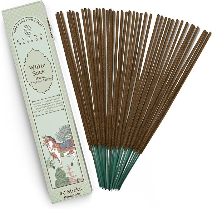 Incense Sticks, White Sage Incense, Made with Natural Ingredients, Hand Rolled Aromatic Masala, 40 Stick Pack, 45-60 Minute Burn Time, Best for Home Fragrance, Meditation, Yoga, Spiritual Healing