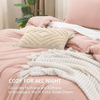 Litanika Comforters Blush Oversized King Size, 3 Pieces Lightweight Solid Bedding Set & Collections, All Season Fluffy Bed Set (120x98In Comforter & 2 Pillowcases)