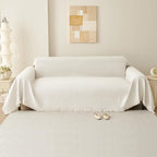 Boho Chenille Couch Cover Simple Style Sofa Slipcovers Sofa Cover for 2 Cushion Couch Sofa, Pet Friendly Loveseat Cover Armchair Cover for Sectional Sofa(Beige, 71"x102")