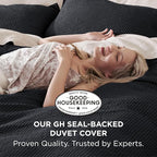 Bedsure Cotton Duvet Cover Set - 100% Cotton Waffle Weave Black Duvet Cover California King, GentleSoft™ and Breathable Cal King Bedding Set for All Season, 3 Pieces, 104"x98"