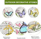 Sungmor 3PC Pretty Garden Stepping Stones, 9.8" Large Concrete Decorative Stones with Beautiful Pattern, Unique Outdoor Lawn Accents, Yard Walkway Flower Bed Wall Shelf Welcome Friends Decorations