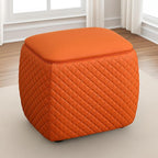 Ottoman Rectangular Storage Ottoman Bench, Faux Leather Footrest, Stool Footstool for Living Room, Bedroom, Entryway, Orange, 19.5"x15.5"x18"
