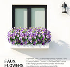 UV Resistant Artificial Petunias 8PCS 13.3In Fake Flowers Artificial Flowers for Outdoors Silk Flowers Fake Hanging Basket Plants Suitable for Outdoor Porch Decor Patio Decor,Light Purple