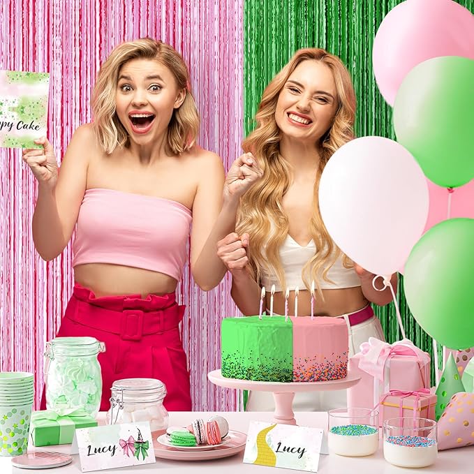 Tellingyou 48 Pcs Pink and Green Party Decorations Place Setting Cards Name Tent Cards for Table Setting Witch Party Table Decor for Sorcery-themed Book Clubs Witch Invitation Bingo Game.