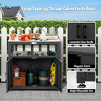 Garden Potting Bench with Storage Cabinet,Outdoor Gardening Table & Work Bench for Plants, Horticulture,Outdoor Workstation with Stainless Steel Tabletop,Outdoor Work Table