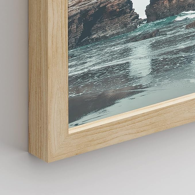 SIGNWIN Framed Rocky Storm Cloud Sky Beach Ocean Wall Art, Set of 4 Landscape Colorful Wall Decor Prints, Nature Wilderness Wall Décor for Living Room, Bedroom - 8"x10" Natural