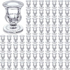 Foaincore 66 Pcs Candlestick Holders Bulk 2.5 Inch Taper Candle Holder for Table Centerpiece Thick Glass Ritual Candle Stand for Wedding Christmas Valentines Festival Party Decorations (Clear)