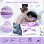 Bed Canopy with Star Lights, Double Layer Bed Canopy for Girls, Princess Canopy Bed Curtain for Twin Bed, Breathable Kids Dreamy Play Tent Castle Reading Nook, Machine Washable, 26''x125'' - Pruple