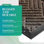 Mibao Front Door Mat Outside Entrance, Durable Outdoor Indoor Mat, Low Profile Heavy Duty Doormat, Non-Slip, Traps Dirt and Moisture, Easy Clean Patio Porch Entryway Mat, 29.5" x 17", Brown
