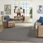 Nourison Positano Indoor-Outdoor Charcoal 7' x 10' Area Rug, Easy Cleaning, Non Shedding, Bed Room, Living Room, Dining Room, Backyard, Deck, Patio (7x10)