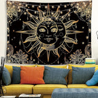 Lunerfex Hippie Sun and Moon Tapestry Bohemian Tapestry Aesthetic Cute Tapestries for Bedroom and Living Room Decor Sun 50×60 Inches