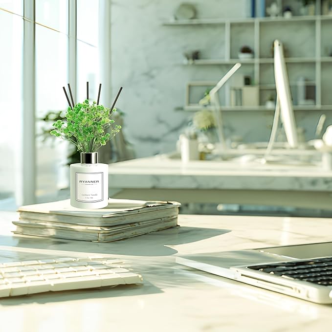 Reed Diffuser Set,5.1oz Cashmere Vanilla Scent Diffuser with Sticks Home Fragrance Reed Diffuser with Essential Oil for Bathroom Shelf Decor&Air Freshener,Home Bathroom Office Decor & Gifts