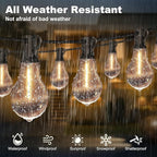 75FT Outdoor String Lights Waterproof with 50+4 Bulbs (1.5FT Bulbs Spacing), Remote & Dimmer, Commercial Patio String Lights with 3 Mode Light & Timing, 100PC Mounting Ties for Outside