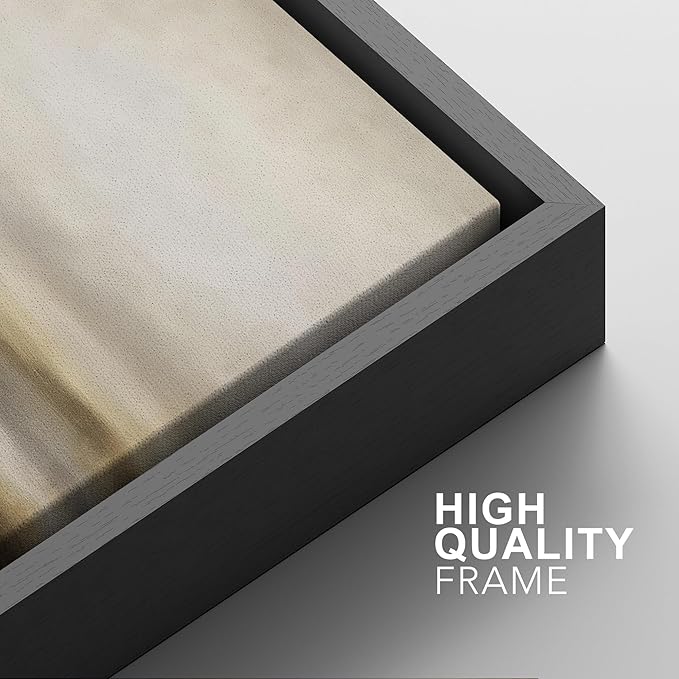 SIGNFORD Framed Canvas Print Wall Art Set Abstract Neutral Landscape Modern Beige and Brown Illustration Modern Art Decorative Nordic Nature for Living Room, Bedroom, Office - 24"x36"x2 Black