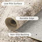 DCX Machine Washable Brown and Beige Area Rug 8x10, Non Slip Stain Resistant Vintage Rug for Living Room Diningroom Bedroom Nursery, Soft Low Pile Large Carpet