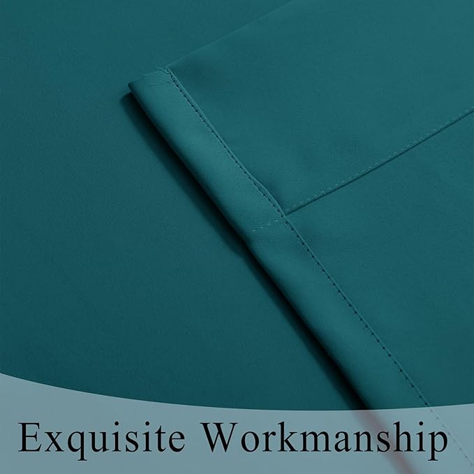 Fcosie Fire Retardant Curtains 84 inches Length (2 Panels, Saxony Blue), 80% Blackout Drapes for Bedroom Living Room, Thermal Insulated Room Darkening Curtain with Antique Bronze Grommets, 42" Wx84 L