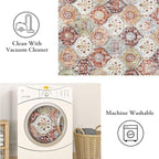 Lahome Moroccan Trellis Hallway Runner Rug, 2x6 Kitchen Runner Rugs Non Skid Washable, Vintage Laundry Room Rug Ultra-Thin Long Carpet for Bathroom Bedroom Entryway, Orange/Terracotta