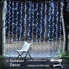 JMEXSUSS 900LED Christmas Curtain Lights, 9.5x29.5ft White Indoor/Outdoor Plug-in with Remote, Window Hanging String Lights for Bedroom, Wedding, Xmas Decoration