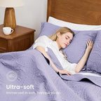 Love's cabin King Size Quilt Bedding Set Lavender Bedspreads - Bed Lightweight Bedspread Comforter - Coin Pattern Bedding Coverlet for All Season - 3 Pieces (1 Quilt, 2 Pillow Shams)