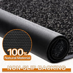 Mibao Front Door Mat, Dirt Trapper Welcome Mat for Outdoor Indoor, Non-Slip Waterproof Doormat, Durable Machine Washable Low Profile Entry Rug for Back Door Outside Patio Porch, 48" x 24", Black