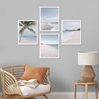 SIGNWIN Framed White Beach Shore Tropical Palm Tree Island Wall Art, Set of 4 Landscape Colorful Wall Decor Prints, Nature Wilderness Wall Décor for Living Room, Bedroom - 12"x16" White