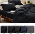 Bedsure Duvet Cover King Size with Fitted Sheet - 4 Pieces Prewashed Cotton-Like Extra Soft Bedding Set, Includes 1 Duvet Cover 104x90 Inches with Zipper Closure, 2 Pillow Shams, 1 Fitted Sheet, Black